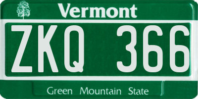 VT license plate ZKQ366