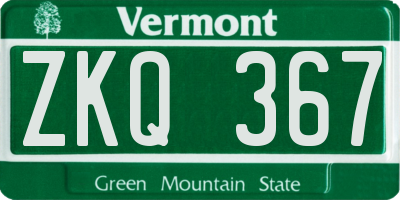 VT license plate ZKQ367