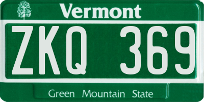 VT license plate ZKQ369