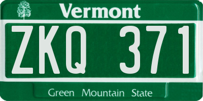 VT license plate ZKQ371