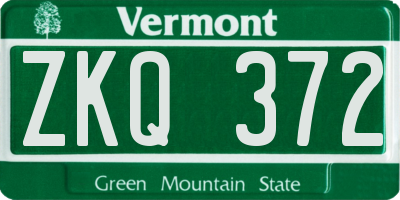 VT license plate ZKQ372
