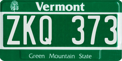 VT license plate ZKQ373