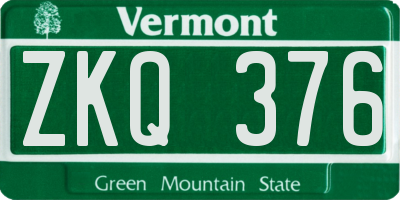 VT license plate ZKQ376