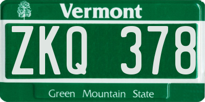 VT license plate ZKQ378