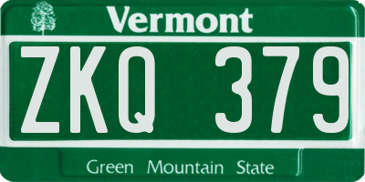 VT license plate ZKQ379