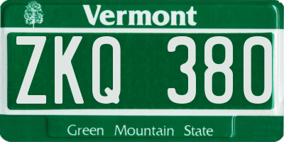 VT license plate ZKQ380