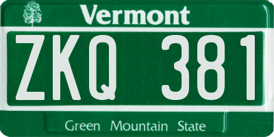 VT license plate ZKQ381
