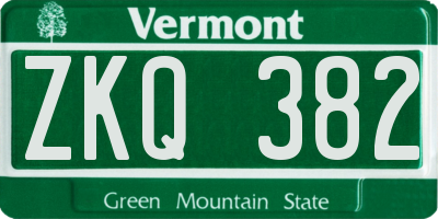 VT license plate ZKQ382