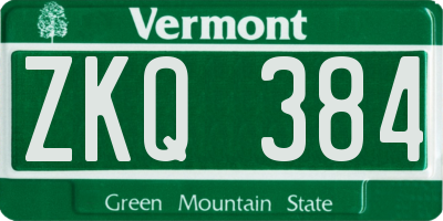 VT license plate ZKQ384