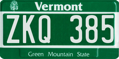 VT license plate ZKQ385