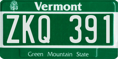VT license plate ZKQ391