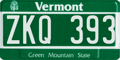 VT license plate ZKQ393