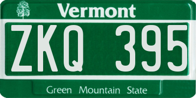 VT license plate ZKQ395