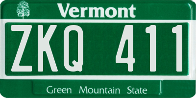 VT license plate ZKQ411