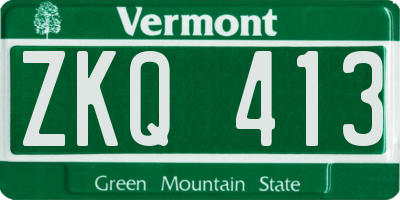 VT license plate ZKQ413