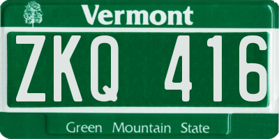 VT license plate ZKQ416