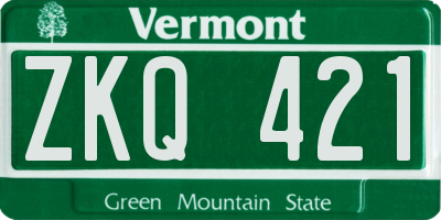 VT license plate ZKQ421