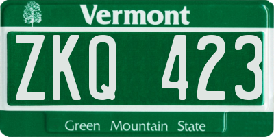 VT license plate ZKQ423