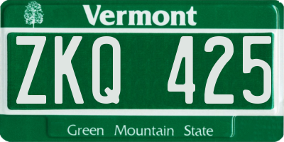 VT license plate ZKQ425