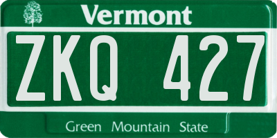 VT license plate ZKQ427