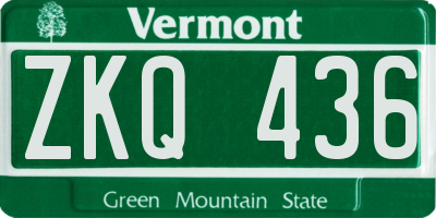 VT license plate ZKQ436