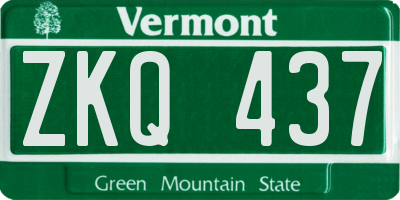 VT license plate ZKQ437
