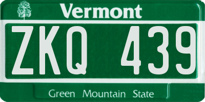 VT license plate ZKQ439