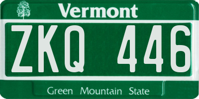 VT license plate ZKQ446