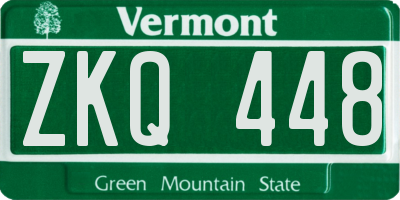 VT license plate ZKQ448