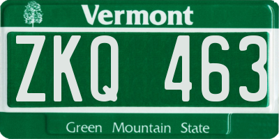VT license plate ZKQ463