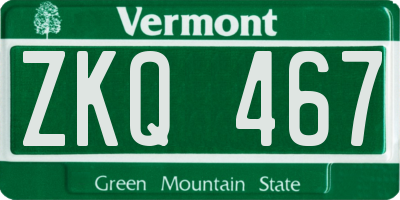 VT license plate ZKQ467