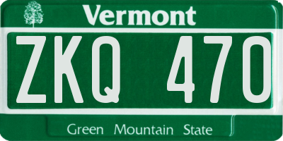 VT license plate ZKQ470