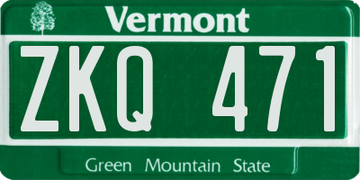 VT license plate ZKQ471