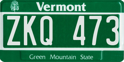 VT license plate ZKQ473