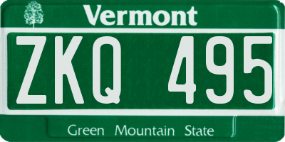 VT license plate ZKQ495