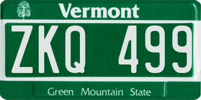 VT license plate ZKQ499