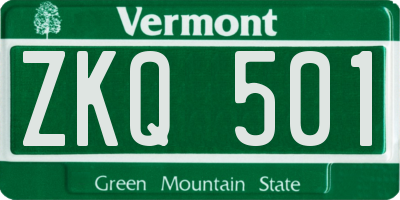 VT license plate ZKQ501