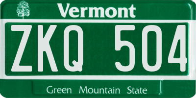 VT license plate ZKQ504