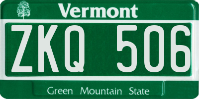 VT license plate ZKQ506