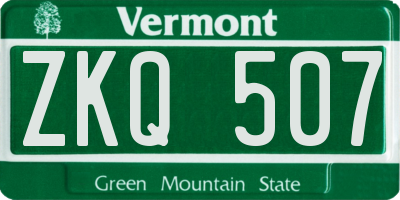 VT license plate ZKQ507