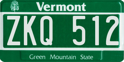 VT license plate ZKQ512