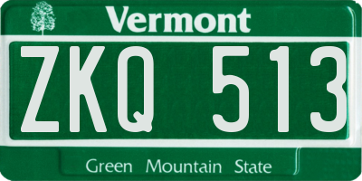 VT license plate ZKQ513