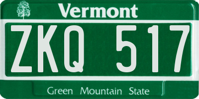 VT license plate ZKQ517