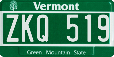VT license plate ZKQ519