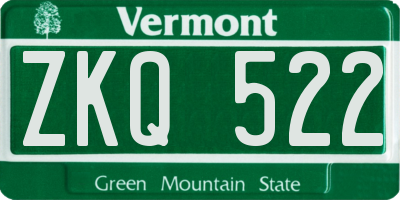 VT license plate ZKQ522