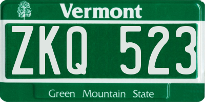 VT license plate ZKQ523
