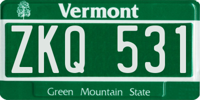 VT license plate ZKQ531
