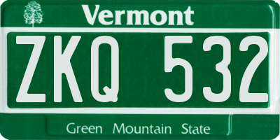 VT license plate ZKQ532