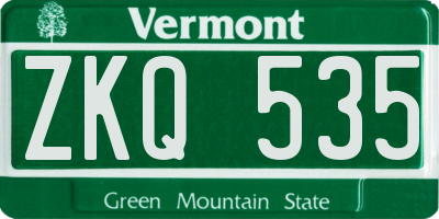 VT license plate ZKQ535