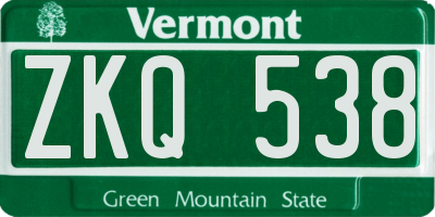 VT license plate ZKQ538